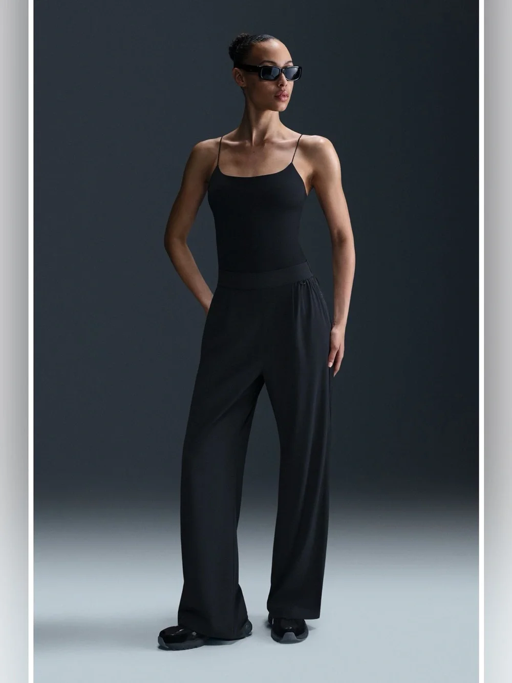 Nike PerfectStretch Dri-FIT High Waist Loose Wide Leg Pants Black Size Large